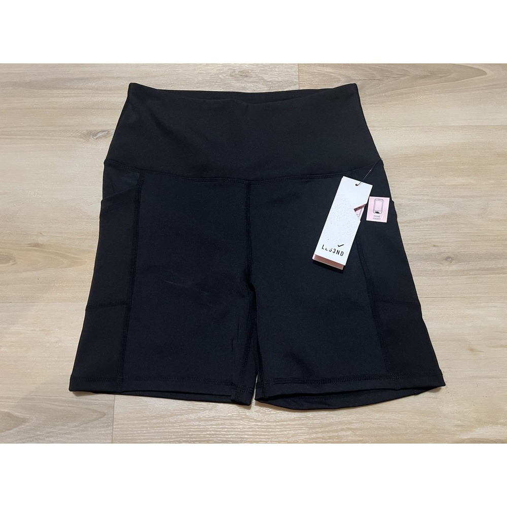 Legend Black Biker Shorts Women‎ Small High Rise Side Pockets Stretch